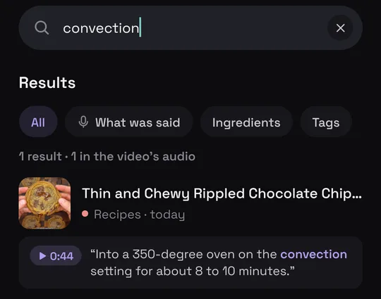 A search for “convection” in Munvi finds the cookies by the line said at 0:44