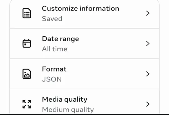 The export summary with Saved and All time