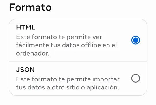 La elección de formato entre HTML y JSON